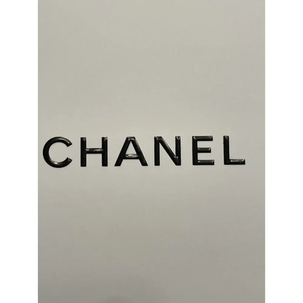 Chanel Gift Box Storage Square 8.5” x 8.5” x‎ 3.5” White Black Logo Cardboard